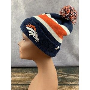 ‘47 DENVER BRONCOS Beanie NFL TEAM APPAREL Pompom Hat Cap Lined Knit Acrylic